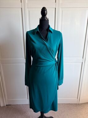 The Limited Teal Long-Sleeve Wrap Dress